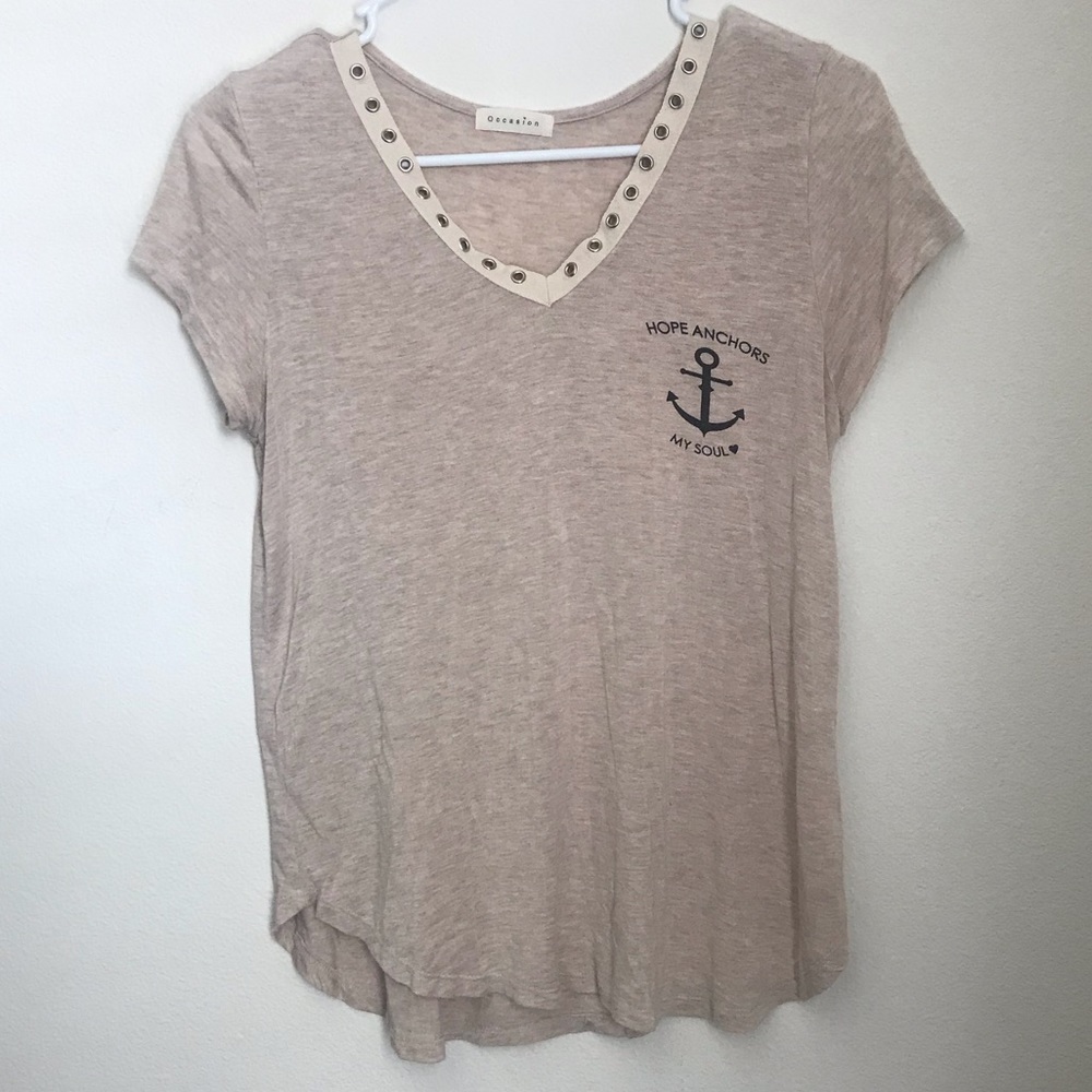 Cream V-neck Anchor Blouse